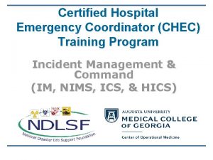 Certified Hospital Emergency Coordinator CHEC Training Program Incident
