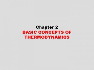Chapter 2 BASIC CONCEPTS OF THERMODYNAMICS Objectives Identify