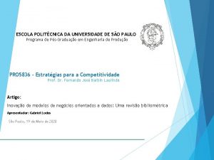 ESCOLA POLITCNICA DA UNIVERSIDADE DE SO PAULO Programa