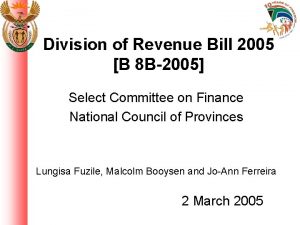 Division of Revenue Bill 2005 B 8 B2005