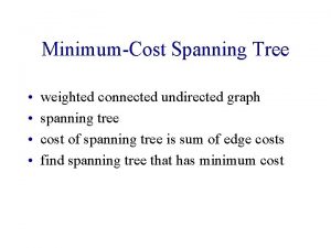 MinimumCost Spanning Tree weighted connected undirected graph spanning