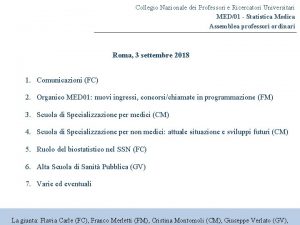 Collegio Nazionale dei Professori e Ricercatori Universitari MED01