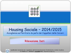 Housing Sociale 20142015 Accoglienza sul territorio da parte