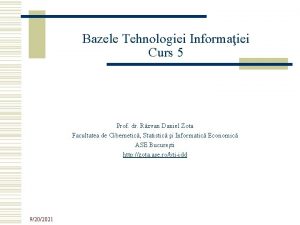 Bazele Tehnologiei Informaiei Curs 5 Prof dr Rzvan