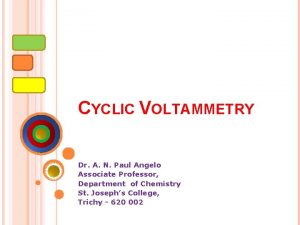 CYCLIC VOLTAMMETRY Dr A N Paul Angelo Associate