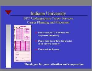 Indiana University BPO Undergraduate Career Services Career Planning