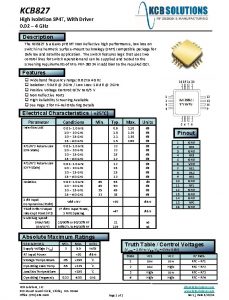 KCB 827 High Isolation SP 4 T With