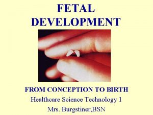 FETAL DEVELOPMENT FROM CONCEPTION TO BIRTH Healthcare Science