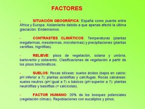 FACTORES SITUACIN GEOGRFICA Espaa como puente entre frica