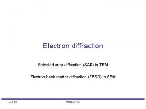 Electron diffraction Selected area diffraction SAD in TEM