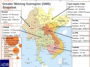 Greater Mekong Subregion GMS Snapshot Peoples Republic of