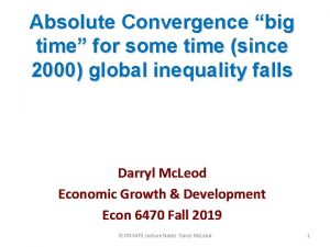 Absolute Convergence big time for some time since