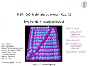 MEF 1000 Materialer og energi Kap 12 Nye