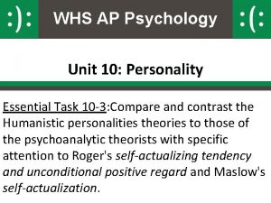 WHS AP Psychology Unit 10 Personality Essential Task