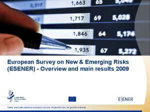 European Survey on New Emerging Risks ESENER Overview