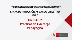 PROGRAMA NACIONAL DE FORMACIN Y CAPACITACIN DE DIRECTORES