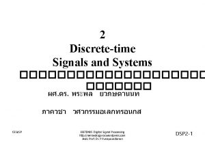 2 Discretetime Signals and Systems CESd SP EEET