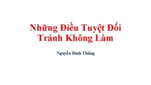 Nhng iu Tuyt i Trnh Khng Lm Nguyn