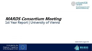 MARDS Consortium Meeting 1 st Year Report University