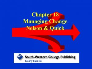 Chapter 18 Managing Change Nelson Quick Organizational Change