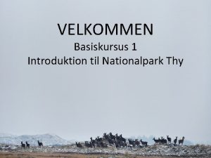 VELKOMMEN Basiskursus 1 Introduktion til Nationalpark Thy Basiskurser