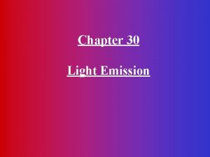 Chapter 30 Light Emission Excitation and deexcitation of