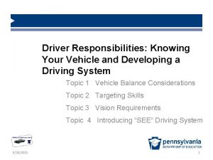 Driver Responsibilities Knowing Your Vehicle and Developing a