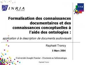 Formalisation des connaissances documentaires et des connaissances conceptuelles