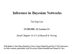 Inference in Bayesian Networks Tai Sing Lee 15