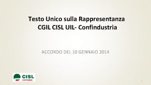 Testo Unico sulla Rappresentanza CGIL CISL UIL Confindustria