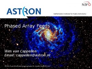 Netherlands Institute for Radio Astronomy Phased Array Feeds