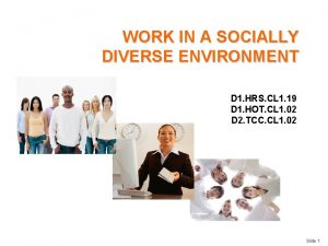 WORK IN A SOCIALLY DIVERSE ENVIRONMENT D 1