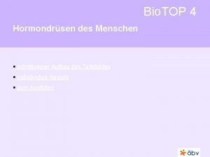 Bio TOP 4 Hormondrsen des Menschen schrittweiser Aufbau