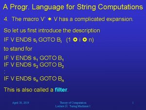 A Progr Language for String Computations 4 The