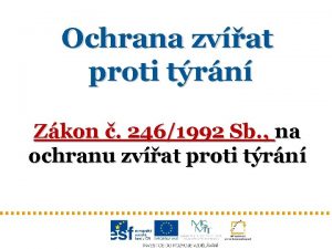 Ochrana zvat proti trn Zkon 2461992 Sb na