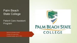 Palm Beach State College Patient Care Assistant Program