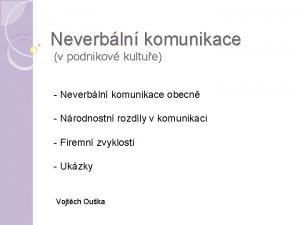 Neverbln komunikace v podnikov kultue Neverbln komunikace obecn