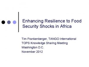 Enhancing Resilience to Food Security Shocks in Africa