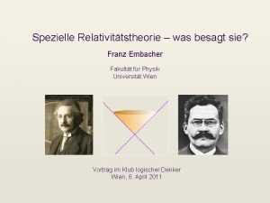 Spezielle Relativittstheorie was besagt sie Franz Embacher Fakultt