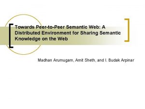 Towards PeertoPeer Semantic Web A Distributed Environment for