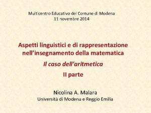 Multicentro Educativo del Comune di Modena 11 novembre