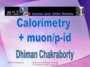 Dhiman Chakraborty Calmupidtestbeam summary LC workshop Cornell 16