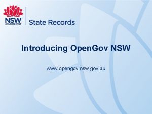 Introducing Open Gov NSW www opengov nsw gov