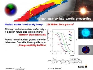 Nuclear matter has exotic properties Nuclear matter is