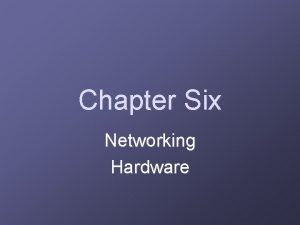 Chapter Six Networking Hardware Agenda Questions about Ch