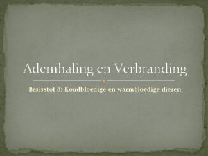 Ademhaling en Verbranding Basisstof 8 Koudbloedige en warmbloedige