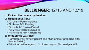 BELLRINGER 1216 AND 1219 1 Pick up the