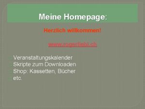 Meine Homepage Herzlich willkommen www rogerliebi ch Veranstaltungskalender