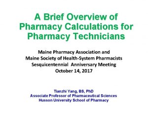 A Brief Overview of Pharmacy Calculations for Pharmacy