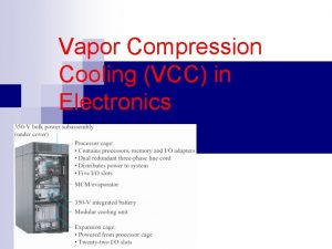 Vapor Compression Cooling VCC in Electronics Outline n
